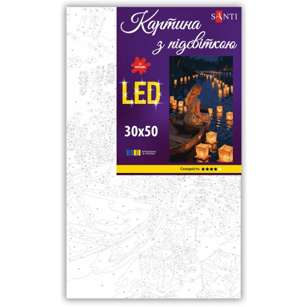 Фото - Картина за номерами Santi Дівчина і ліхтарі мрій 30х50 см LED підсвітка (956555)